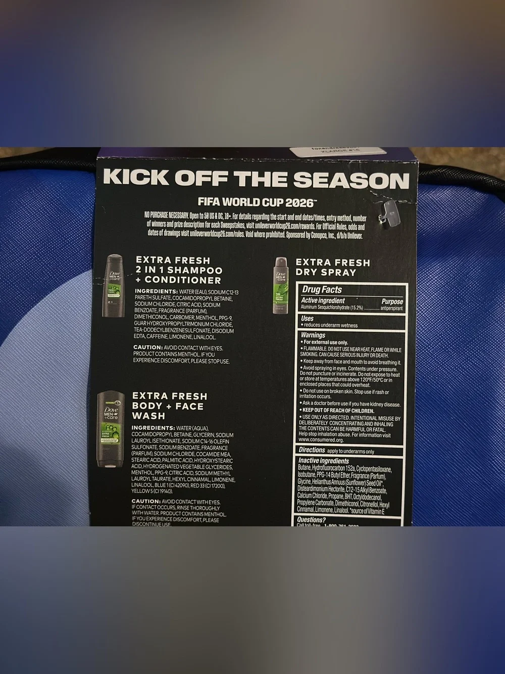 NEW Dove Men+Care Fifa Soccer Themed Body Gift Set w/ Dopp Bag